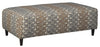 Benzara Fabric Upholstered Wooden Oversized Ottoman with Bow Tie Pattern,Multicolor