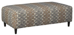 Benzara Fabric Upholstered Wooden Oversized Ottoman with Bow Tie Pattern,Multicolor