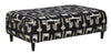 Benzara Oversized Ottoman with Faux Wooden Tapered Legs and Fret Pattern, Black