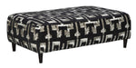 Benzara Oversized Ottoman with Faux Wooden Tapered Legs and Fret Pattern, Black
