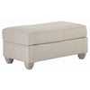 Benzara Transitional Style Polyester Upholstered Ottoman with Turned Legs, Beige