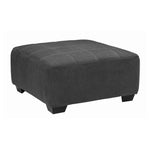 Benzara Fabric Upholstered Wooden Ottoman with Stitched Seating, Light Gray