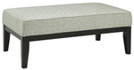 Benzara Contemporary Style Wooden Oversized Ottoman with Herringbone Pattern, Gray