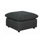 Benzara Transitional Oversized Ottoman with Loose Pillow Top Seating, Charcoal Gray