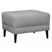 Benzara Wooden Fabric Upholstered Ottoman with Cushioned Tufted Seating, Gray