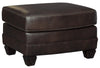 Benzara Transitional Style Leather Upholstered Ottoman with Wooden Tapered Legs, Brown