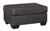 Benzara Leatherette Upholstered Wooden Ottoman with Contrast Stitching, Dark Gray
