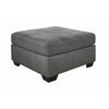 Benzara Fabric Upholstered Wooden Ottoman with Stitched Seating, Gray