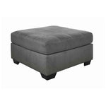 Benzara Fabric Upholstered Wooden Ottoman with Stitched Seating, Gray