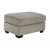 Benzara Wooden Fabric Upholstered Oversized Ottoman with Tapered Block Legs, Gray