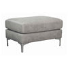 Benzara Fabric Upholstered Wooden Ottoman with Straight Metal Legs, Gray and Silver