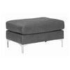 Benzara Faux Leather Upholstered Ottoman with Straight Metal Legs, Charcoal Gray and Silver