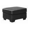 Benzara Leatherette Upholstered Wooden Ottoman with Tapered Block Legs, Gray