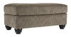 Benzara Contemporary Polyester Upholstered Wooden Ottoman with Turned Legs, Brown