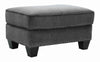 Benzara Contemporary Style Polyester Upholstered Ottoman with Nail head Trim, Gray