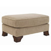 Benzara Traditional Polyester Upholstered Wooden Ottoman with Cabriole Legs, Beige