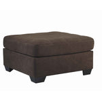Benzara Contemporary Wooden Oversized Ottoman with Tapered Block Legs, Walnut Brown