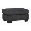 Benzara Wooden Polyester Upholstered Ottoman with Tapered Block Legs, Dark Gray