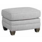 Benzara Wooden Ottoman with Textured Upholstery and Tape Block Legs, Gray