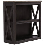 Benzara Bookcase with 2 Open Compartments and Adjustable Center Shelf, Dark Gray