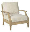 Benzara Traditional Wooden Chair with Fabric Cushioned Seating, Beige and Brown