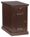 Benzara Wooden Chairside End Table with Pull Out Tray and Power Hub, Brown