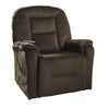 Benzara Fabric Upholstered Metal Frame Power Lift Recliner with Side Pocket, Brown