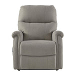 Benzara Fabric Upholstered Metal Frame Power Lift Recliner with Tufted Back, Gray