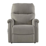 Benzara Fabric Upholstered Metal Frame Power Lift Recliner with Tufted Back, Gray