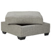 Benzara Wooden Ottoman with Textured Polyester Upholstery and Storage, Light Gray