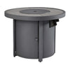 Benzara Round Metal Frame Fire Pit with Battery Operated Ignition, Gray