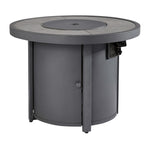 Benzara Round Metal Frame Fire Pit with Battery Operated Ignition, Gray