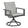 Benzara Fabric Upholstered Sling Swivel Metal Chair, Set of 2, Gray