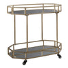 Benzara Octagonal Metal Bar Cart with Mirrored Top and Bottom, Silver and Gold
