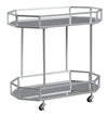 Benzara Octagonal Metal Bar Cart with Mirrored Top and Bottom, Silver