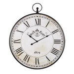Benzara Round Metal Wall Clock with Roman Numerals, Black and White