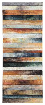 Benzara Plank Style Rectangular Wood and Metal Wall Decor, Multicolor