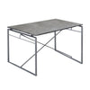 Benzara Rectangular Wooden Dining Table with X Shape Metal Base, Gray and Silver