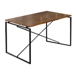 Benzara Rectangular Wooden Dining Table with X Shape Metal Base, Black and Brown