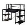 Benzara Industrial Style Desk with 4 Open Selves and Bookcase Hutch, Black