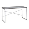 Benzara Sled Base Rectangular Table with X shape Back and Wood Top,Gray and Silver