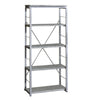 Benzara Industrial Bookshelf with 4 Shelves and Open Metal Frame, Silver and Gray