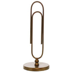 Benzara BM209719 Metal Paperclip Design Letter Holder with Round Base, Brass