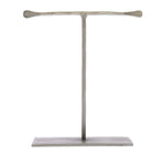 Benzara BM209720 8 Inch Iron T Shape Jewelry Stand with Rectangular Base, Silver