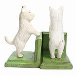 Benzara BM209724 Standing Westie Metal Frame Bookend, Pair of 2, Green and White