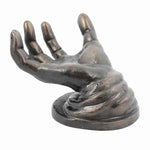 Benzara BM209725 Metal Frame Hand Shape Sculpture with Stable Base, Distressed Black