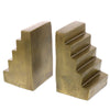 Benzara BM209741 Staircase Design Metal Bookend, Pair of 2, Brass