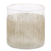 Benzara BM209748 Cylindrical Sand Enameled Glass Hurricane, Medium, Clear and Brown
