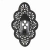 Benzara BM209752 Quatrefoil Shape Metal Wall Sconce with Glass Hurricane, Small, Black