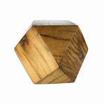 Benzara BM209763 Faceted Icosahedron Shape Block Table, Medium, Natural Brown